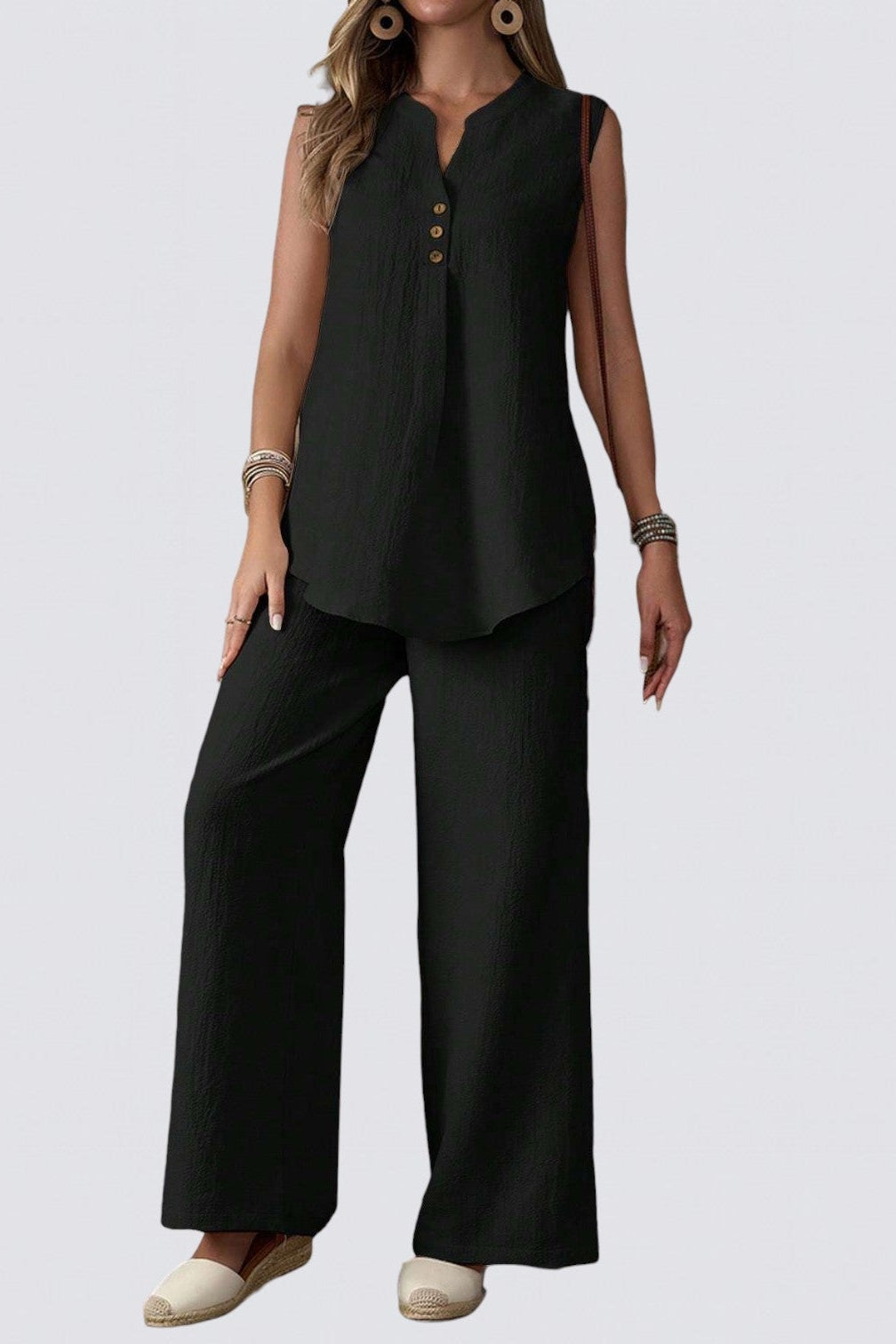 Conjunto texturizado sin mangas