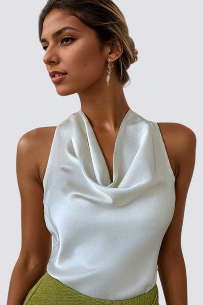 Top sin mangas de satén