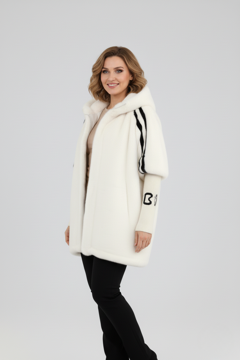 Abrigo de piel con capucha