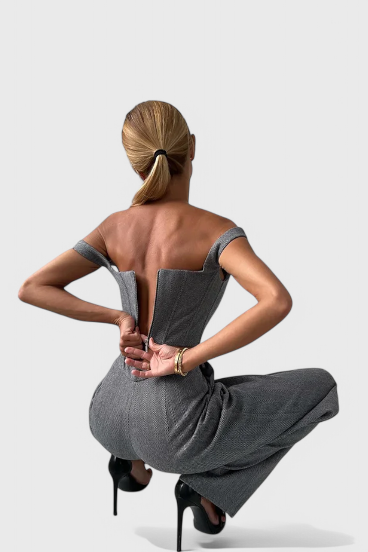 Evena Traje de 3 Piezas con Corsé Estructurado