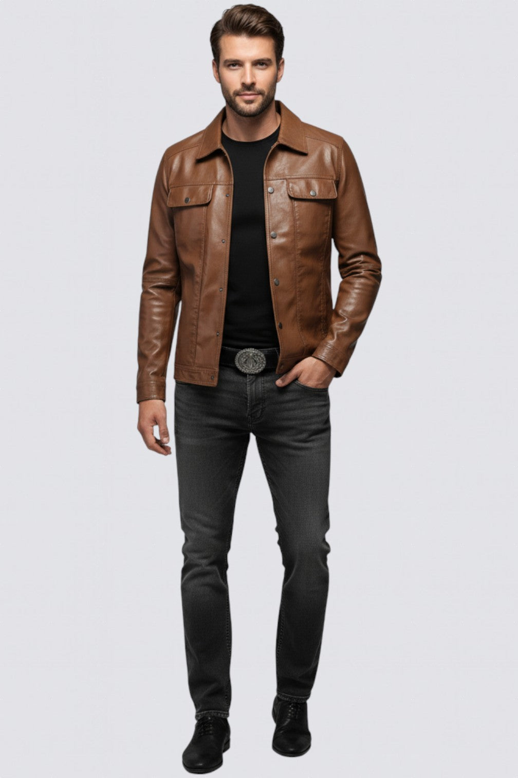 Abrigo de cuero para hombre