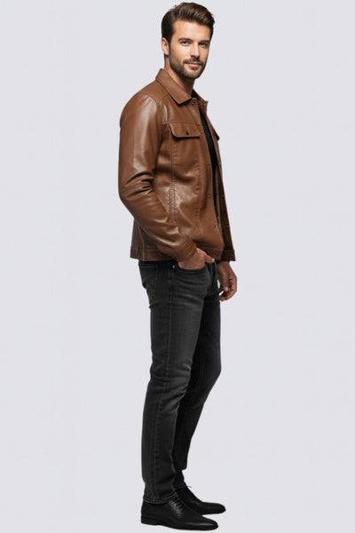 Abrigo de cuero para hombre