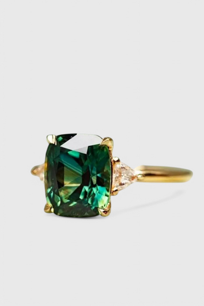 Anillo de Esmeralda Cuadrado Elegante