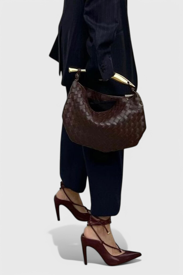 Gerda Bolso Tejido con Asa Dorada