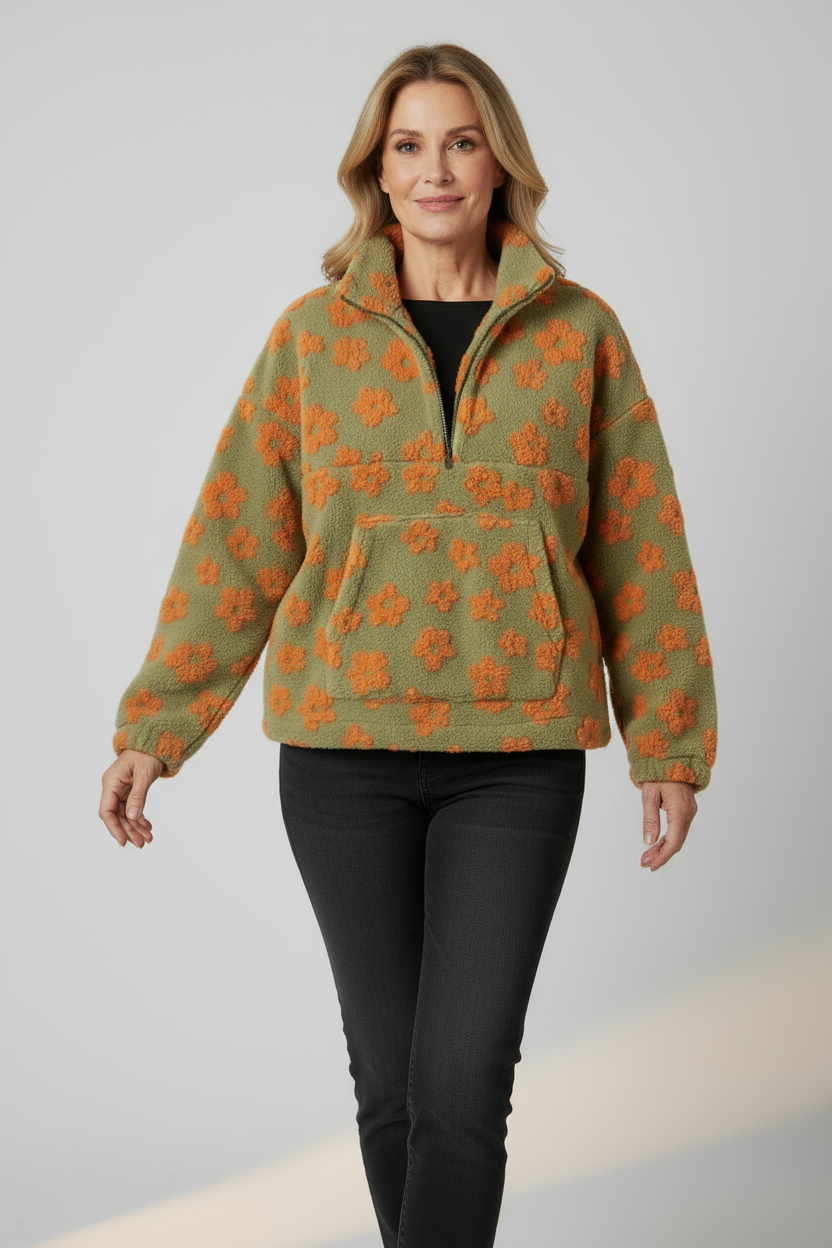 Suéter floral de felpa