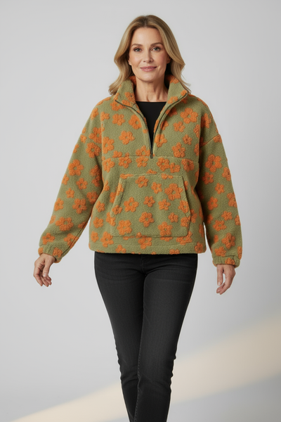 Suéter floral de felpa