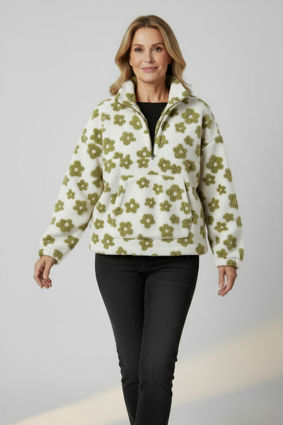 Suéter floral de felpa