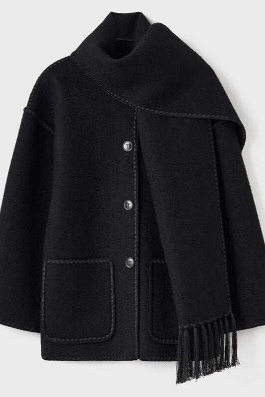 Abrigo con Bufanda de Flecos 