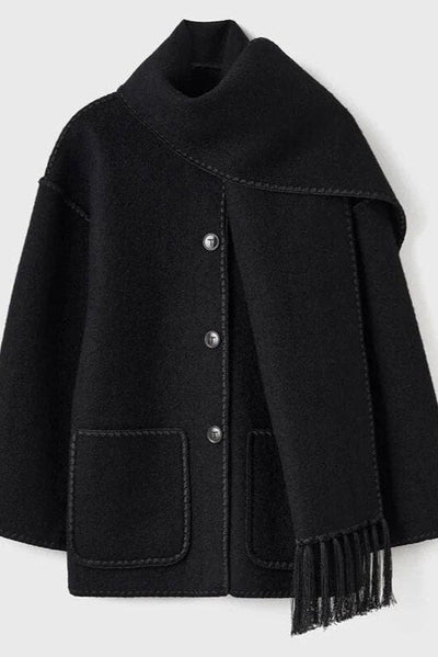 Abrigo con Bufanda de Flecos 