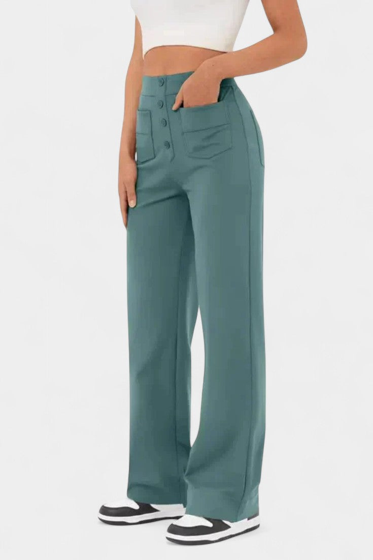 Nova Pantalones Rectos de Cintura Alta