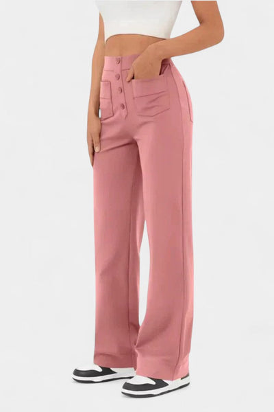 Nova Pantalones Rectos de Cintura Alta