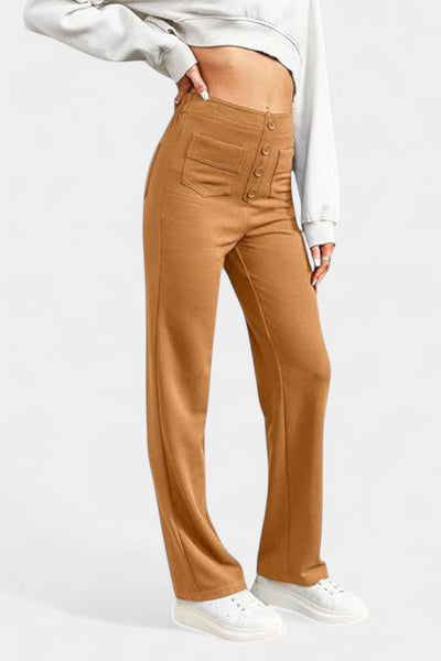 Nova Pantalones Rectos de Cintura Alta