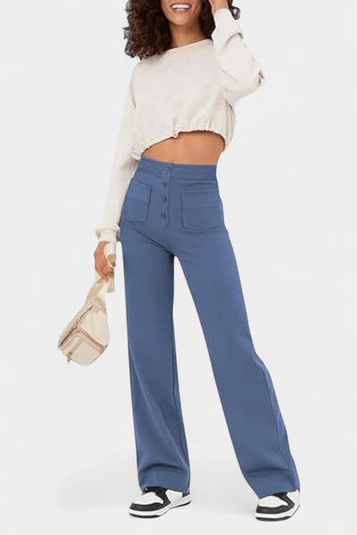 Nova Pantalones Rectos de Cintura Alta