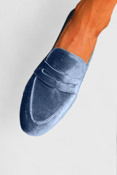 Llnica Mocasines de Terciopelo Azul