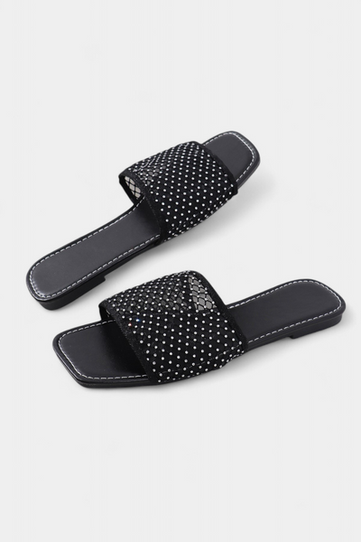 Iva Sandalias Planas de Malla con Brillos